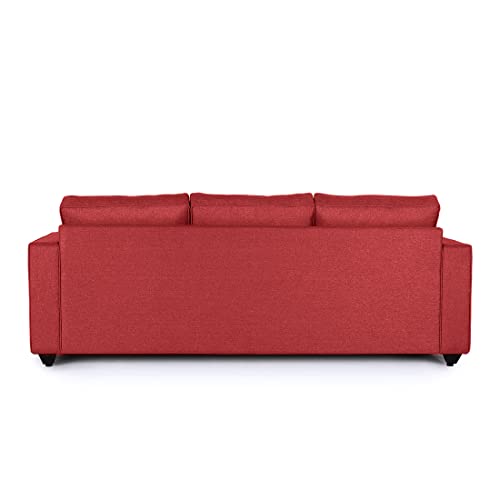 Image of Wakefit Sofa Set | 3 Year Warranty | Mini 3 Seater Sofa for Living Room, Wooden Couch - Napper Mini (Omega : Red)