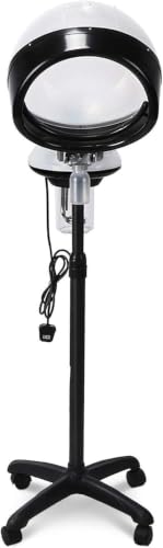 Image of SWEETPEAProfessional Hair Steamer Adjustable Hooded Hair Color Conditioning Steamer Hair Care Treatment with Rolling Stand Base and Time Control for Home Salon Beauty SPA Use BLACK & WHITE-NW-HS
