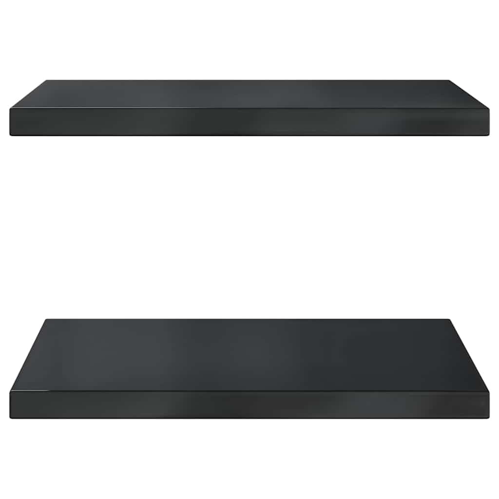 Schweberegal Deko, Wandregale 2er Set 50x40x3 cm Schwarz Edelstahl Hängeregal, Wandboard CD DVD Regal, Bücherregal für Bilderrahmen, Flur, Wohnzimmer, Küche, Büro