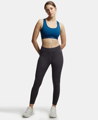 Image of Jockey AP20 Women Wirefree Padded Tactel Nylon Elastane Stretch Full Coverage Racerback Styling Active Sports Bra with StayFresh and StayDry Treatment