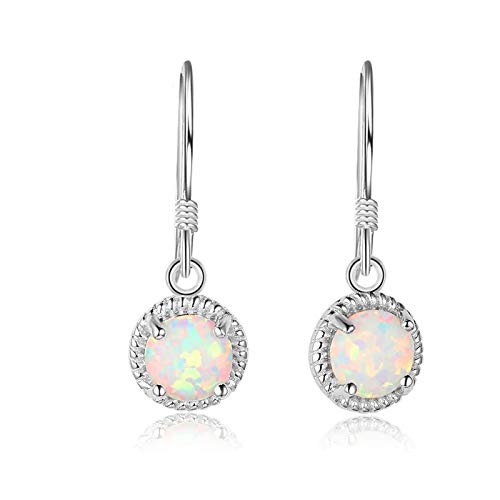Daesar Pendientes Plata de Ley ArosRedondo Cristal Pendientes Plata
