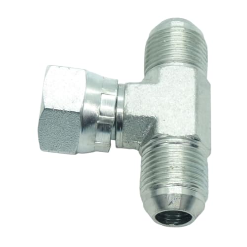 Image of 1 Piece Steel JIC Flare Tube Fitting,Tee Swivel Branch 1 /2 JIC (3 /4 inch-16 Threads)