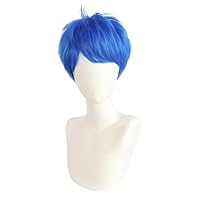 Soyusunny Peruca Curta Azul Para Cosplay Masculina, Masculina De Halloween (Joy)