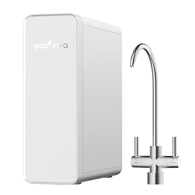 Ecoviva Reverse Osmosis System, 600GPD Tankless Reverse Osmosis Water Filter, 8 Stage Filtration Under Sink RO System, 2.5:1 Pure to Drain, Filter Life Monitor, RO&Filtered Water Options(RO600 White)