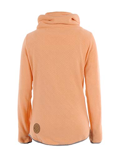 Idealer Pulverschnee IDEPUL Fleecepullover Damen mit großen Kordeln, Stehkragen & Teddyfleece, Farbe Coral, Größe M
