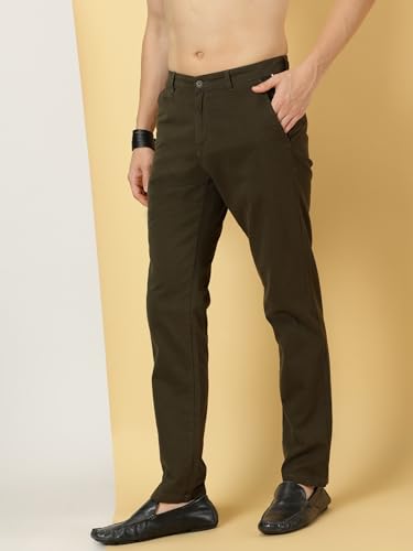 Image of Thomas Scott Men's | Solid | Light Weight | Breathable Fabric | 4 Pockets | Mid Rise | Slim Fit | 100% Cotton | Button Waist | Chino Trouser | Pants
