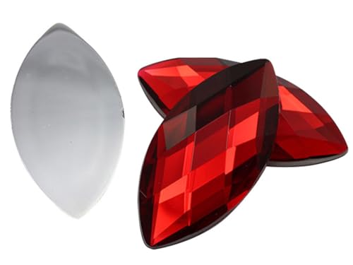 Allstarco 62x30mm Red Ruby H103 Large Flat Back Navette Acrylic