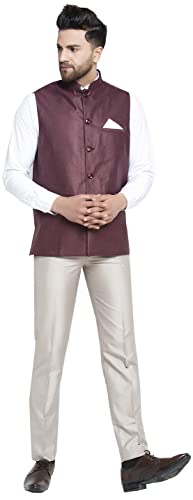Maple Clothing Men's Nehru Jacket Solid Color Indian Traditional Vest Modi Waistcoat Bandhgala4