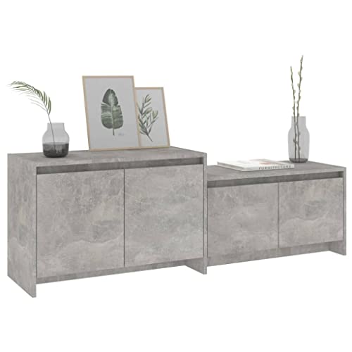 Meuble TV gris béton configurable de manière polyvalente avec 4 portes
