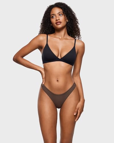 Image of INLYRIC Women's Inbarely Soft Thong - No Show Sexy Panties Breathable V-waisted Ladies Underwear 3 Pack