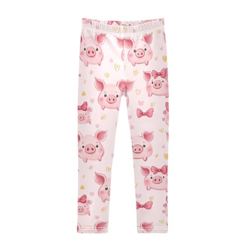 Cute Pigs Princess Girls' Leggings Toddler Doodles Beautiful Bow Kids Yoga Pants Dance Active Tights 4T