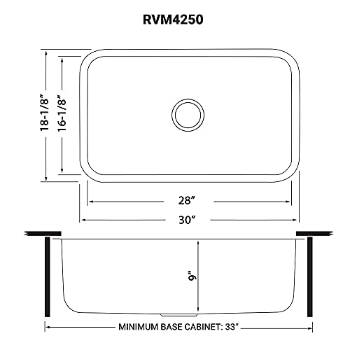 Ruvati 30-Inch Undermount 16 Gauge Stainless Steel Kitchen Sink Single Bowl - Rvm4250 #TOP4