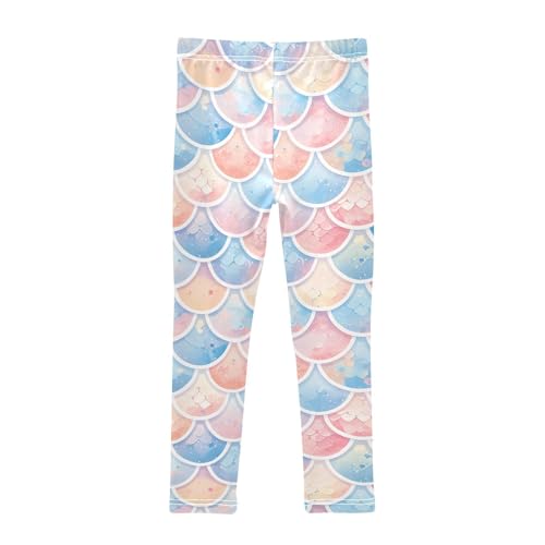 KLL Mermaid Scales Watercolor Fish Little Girls Cotton Pants Fashion Full Length Leg Yoga Pants Exercise2