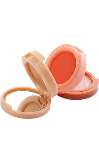 Image of Blush and Highlighter Palette, 3 Shades, Shimmer Finish, Peach and Gold Tones, Compact Design