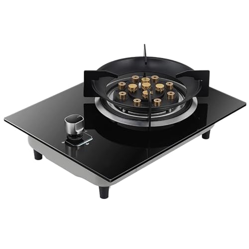 ポータブルガスコンロストーブ - アウトドアストーブ、デスクトップおよび埋め込み設置キャンプ用コンロ、強化ガラスガスストーブ13キャビティファイアバーナー、家庭用キッチンモーターホームキャンプ用、9.0KW(LPG)