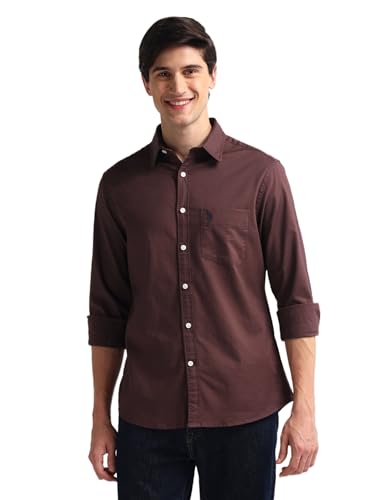 Image of U.S. Polo ASSN. Men's Solid Cotton Dobby Tailored Fit Shirt