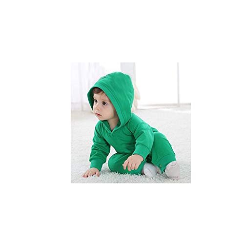Rutoe AGS54-2 Newborn Baby Boys Girls Romper Toddler One Piece Solid Color Outfits Long Sleeve Hoodie Playsuit Jumpsuits Clothing(3-6M) Green thumb #1