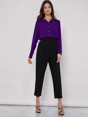 Image of GRECIILOOKS Women's Oversized Fit Rayon Crop Top Shirt | Comfortable Rich Korean Button Down | Workwear Top for Office & Casual Outfit