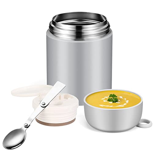 Food Thermos For Kids,16Oz Thermos For Hot Food With Spoon,Wide Mouth Soup Thermos,Lunch Thermos Food Jar,Insulated Thermos Container,Adult Leak Proof Stainless Steel Vacuum Thermal Bento Box Flask #TOP27