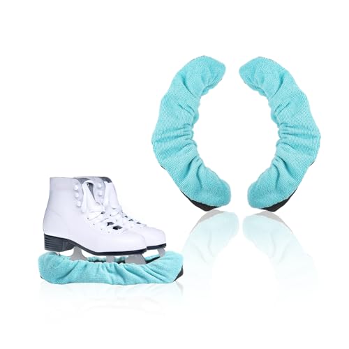 Klmnop Ice Skate Blade Cover, Absorbent Terrycloth Skate Guards Skate Cover for Ice Skates, Figure Skates and Hockey Skates Suitable for Kids Youth Adult(Blue,S)
