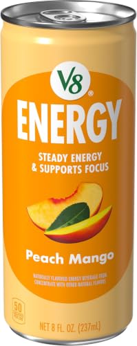 Image of V8 +Energy Peach Mango Juice Energy Drink, 8 fl oz Can (Pack of 6)
