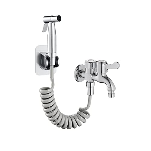 Douchette de bidet chromée double mode avec flexible 2m et robinet G1/2