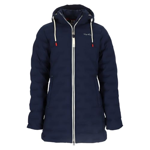 Dry Fashion Damen Steppmantel Blavand gefüttert - Gesteppter Mantel mit abnehmbarer Kapuze in Navy Größe 46