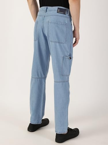 Image of Thomas Scott Mens Mid Rise Relaxed Fit Cotton Cargo Jeans