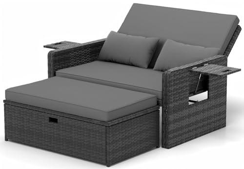 UDPATIO Rattan Lounge Möbel Outdoor, Lounge Balkonmöbel...