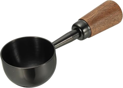 Lnwwrv Cucchiaio dosatore per caffè in Acciaio Inox con Manico in Legno - Misurino da 1,45 x0,7 per caffè macinato e tè in Foglia, 15 ml (Nero)