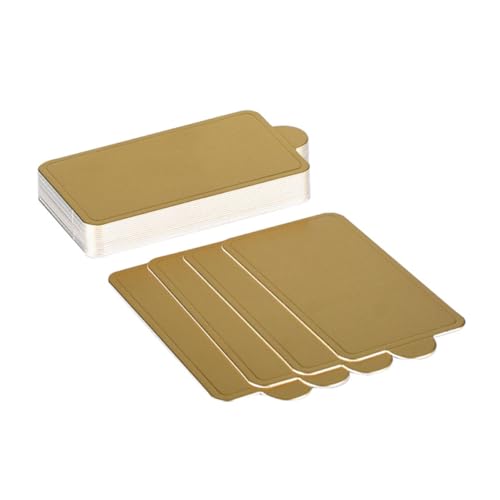 SOLUSTRE 100pcs Disposable Paper Mousse Mats Large Cake Serving Base for Cupcakes Recyclable Cardboard Cake Display Tray Golden for Events Weddings and Parties