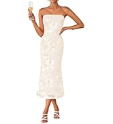 Amazon.com: ZESICA Women's Summer Strapless Floral Midi Dress 2026 Bodycon  Mesh Tube Wedding Guest Cocktail Party Formal Dresses Almond X-Small :  Clothing, Shoes & Jewelry