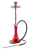 Der Aufbau der INOX Red Trumpet ist sehr einfach. Tauchrohr und Schaft werden in dei Base geschraubt, die zusammen mit der Dichtung auf das Glas aufgesteckt wird. Oben schraubt man den Teller mithilfe des Kopfadapters fest. Das Tauchrohr hat am unteren Ende einen Lochdiffusor aus Plastik, der nach Belieben auf- oder bgeschraubt werden kann. Als Extra kommt eine Wings Kohlezange mit.