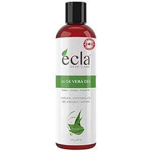 Ecla Skin Care (8 oz / 240 ml) Aloe Vera Gel, 100% Pure Aloe Vera Gel for Face, Body, & Hair, Cold-Pressed Aloe Vera Juice, Soothing Organic Aloe Vera Gel, Alcohol Free