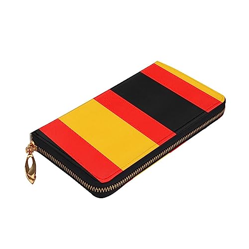 Leather Wallet 7.48 x 4.13 in - Stylish and Durable Wallet for Women with Multiple Compartments and Zipper Design germany flag Pattern3