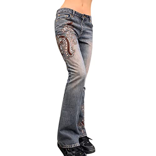 Women High Waisted Pants Y2k Graphic Wide Leg Denim Jeans Straight Casual Loose Baggy Trousers Vintage E-Girl Streetwear2