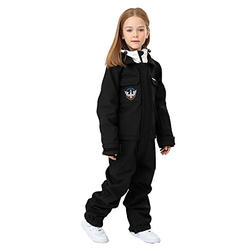 Image of HOTIAN Kids One Piece Snowsuits Girls Ski Suits Overalls Waterproof Insulated Snow Wear Outfits Snowboarding Jackets
