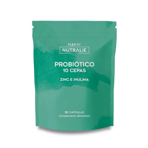 Probióticos y Prebióticos 10 Cepas 100 Billones UFC - Zinc Inulina | Lactobacillus Gasseri Rhamnosus Bifidobactrium, Zinc Inulina, Hombre y Mujer, 30 Cápsulas Probióticos y Prebióticos Nutralie
