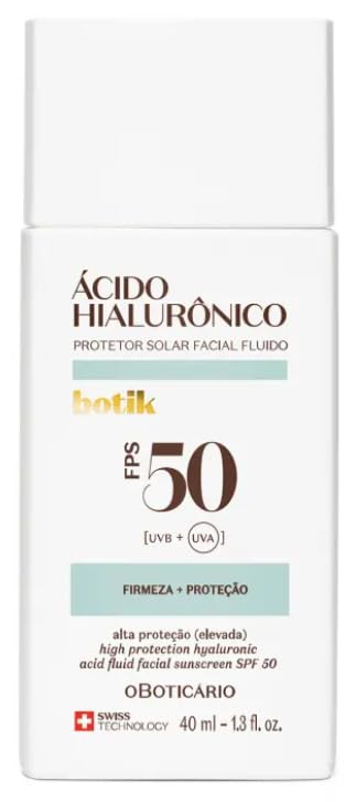 O Boticário Botik Protector Solar SPF 50 Ácido Hialurónico | Protege Hidrata y Previne la Pérdida de Firmeza de Piel | Hidratación Hasta 48 horas Tacto Seco, 30ml
