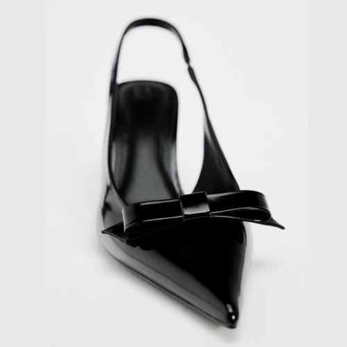 keleimusi Slingback Heels for Women Bow Pointed Close Toe Kitten Heels Backless Slip-on Buckle Strap Stilettos Heels Sandals Dress Party Pumps Shoes4