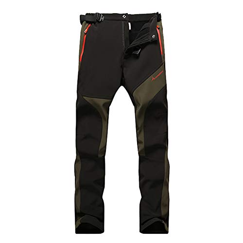 WANPUL Pantalon Softshell Mujer Pantalones de Montaña Impermeable Pantalon Trekking Caliente Pantalones Invierno Negro 3XL