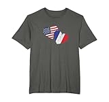 Drapeau USA France Coeur Pays Américain Français T-Shirt
