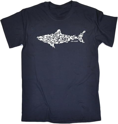 Shark T-Shirt tee Diving Divers Great White Scuba Funny Present Birthday Gift Black L