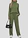 Casly Lamiit Two Piece Outfits for Women Fall Winter Fashion Casual Oversized Pullover Sweatshirt Set Wide Leg Active Wear Tennis Tracksuit Army Green Petite XS