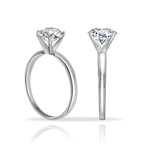 Hoops & Loops 925 Sterling Silver 1.0Ct Round Brilliant Cut Cubic Zirconia Solitaire Engagement Bridal Wedding Statement Band Ring For Women, Size 6 #TOP4