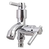 Geavonyg Rubinetto per Acqua Lavanderia con Finitura Argento A Tenuta Stagna 1 Ingresso 2 Uscite Installazione Rapida Connettori Design in Lega Rubinetto Multifunzionale Lavanderia