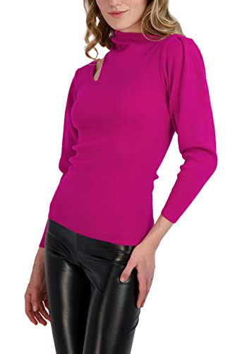 Image of BCBGeneration Womens Fitted Long Sleeve Sweater Asymmetrical Neck Cutout Top