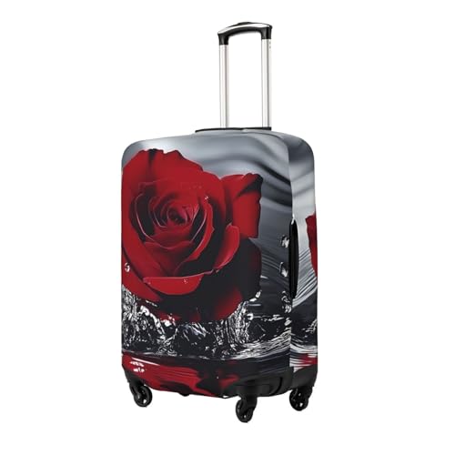 Red Rose Water Flower Elastic Travel Luggage Cover, Washable Spandex Suitcase Protector, Anti-Scratch Fits 18-32 Inch2