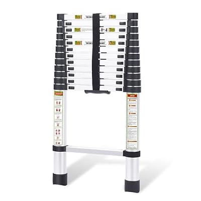 RIKADE Telescoping Ladder 16.5 ft & Attic Ladder, Heavy Duty Aluminum with Non-Slip Feet, 330 lb Capacity for RV, Attic, Loft & Multi-Surface Use