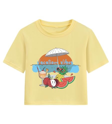 Tkria Girls Crop Top T-Shirt Teen Summer Tie Dye Short Sleeve Shirt Tee Top 6-14 Years